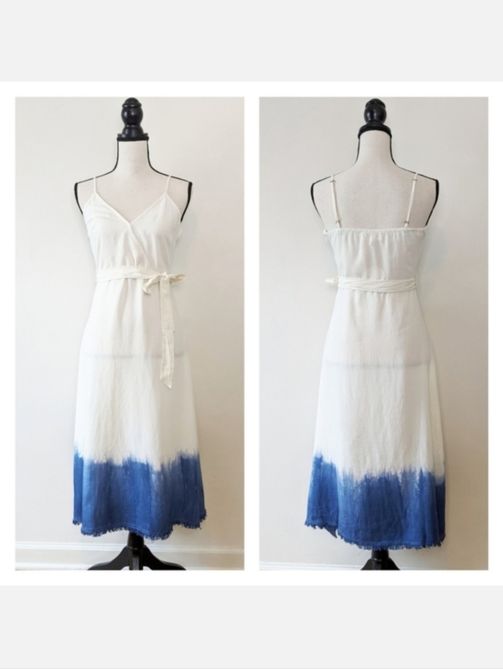 💜 NWT En Creme Blue and White Midi Dress, Size Medium